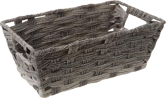 Whitmor Gray Wash Split Rattique Small Shelf Tote - Stylish Storage Solution for Home Organization