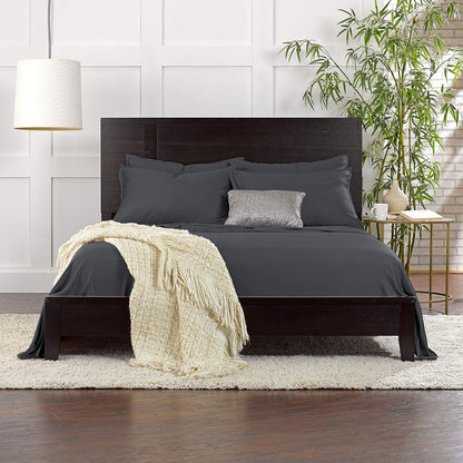 Pure Bamboo Short Queen Sheets - 100% Organic Viscose Bed Sheet Set, Soft & Cooling | 60"x75", Charcoal