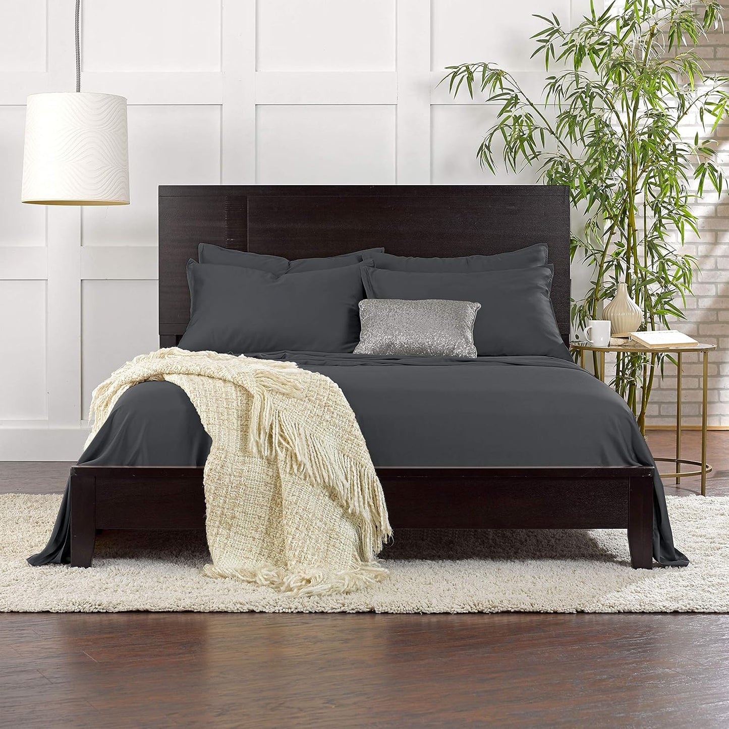 Pure Bamboo Twin XL Sheets - Luxuriously Soft 100% Organic Viscose Bed Sheet Set | Cooling Comfort, Charcoal