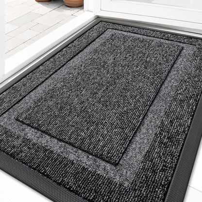 OLANLY Waterproof Front Door Mat - All-Season Indoor/Outdoor Doormat, Easy Clean, 33x21, Black & White