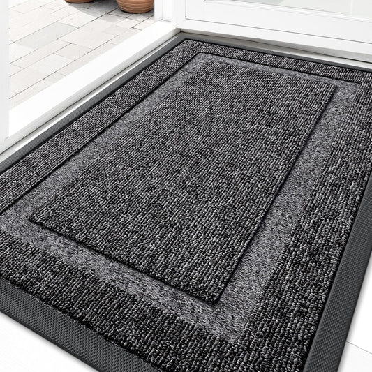 OLANLY Waterproof Front Door Mat - All-Season Indoor/Outdoor Doormat, Easy Clean, 33x21, Black and White