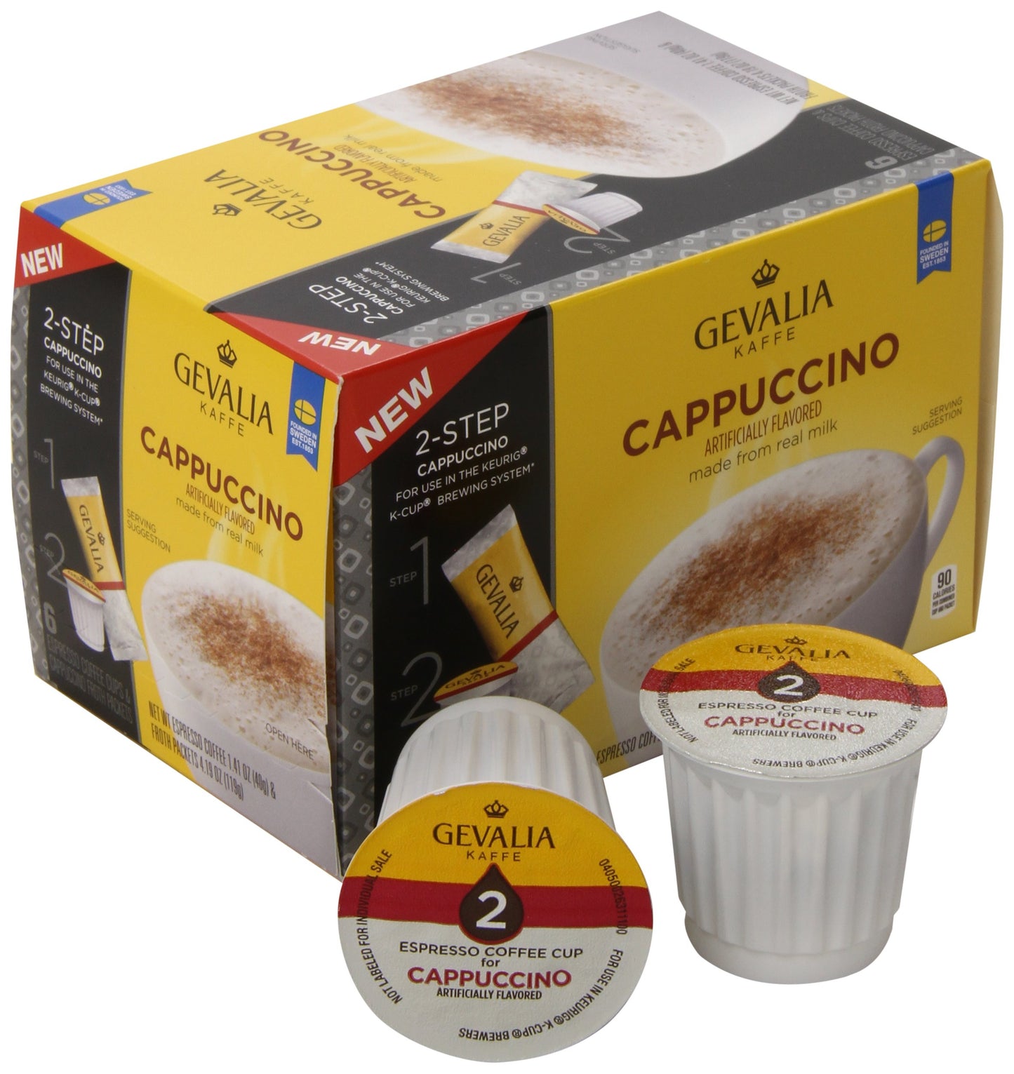 Gevalia Kaffe, 2-Step K-Cup & Froth Packets, (Cappuccino Espresso), 6 Count (Pack of 3)