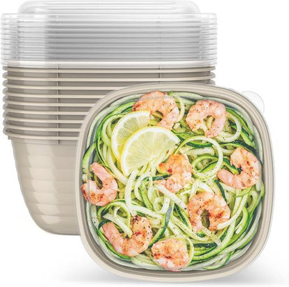 Bentgo Prep - Reusable 1-Compartment Meal Prep Bowls with Custom Fit Lids - 10 Bowls & Lids (Champagne)