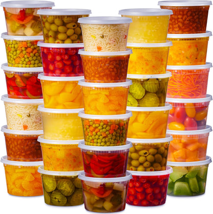 Skiennix 48 Pack Plastic Deli Containers - Clear, BPA-Free, Leakproof Meal Prep Storage | 16 & 32 oz