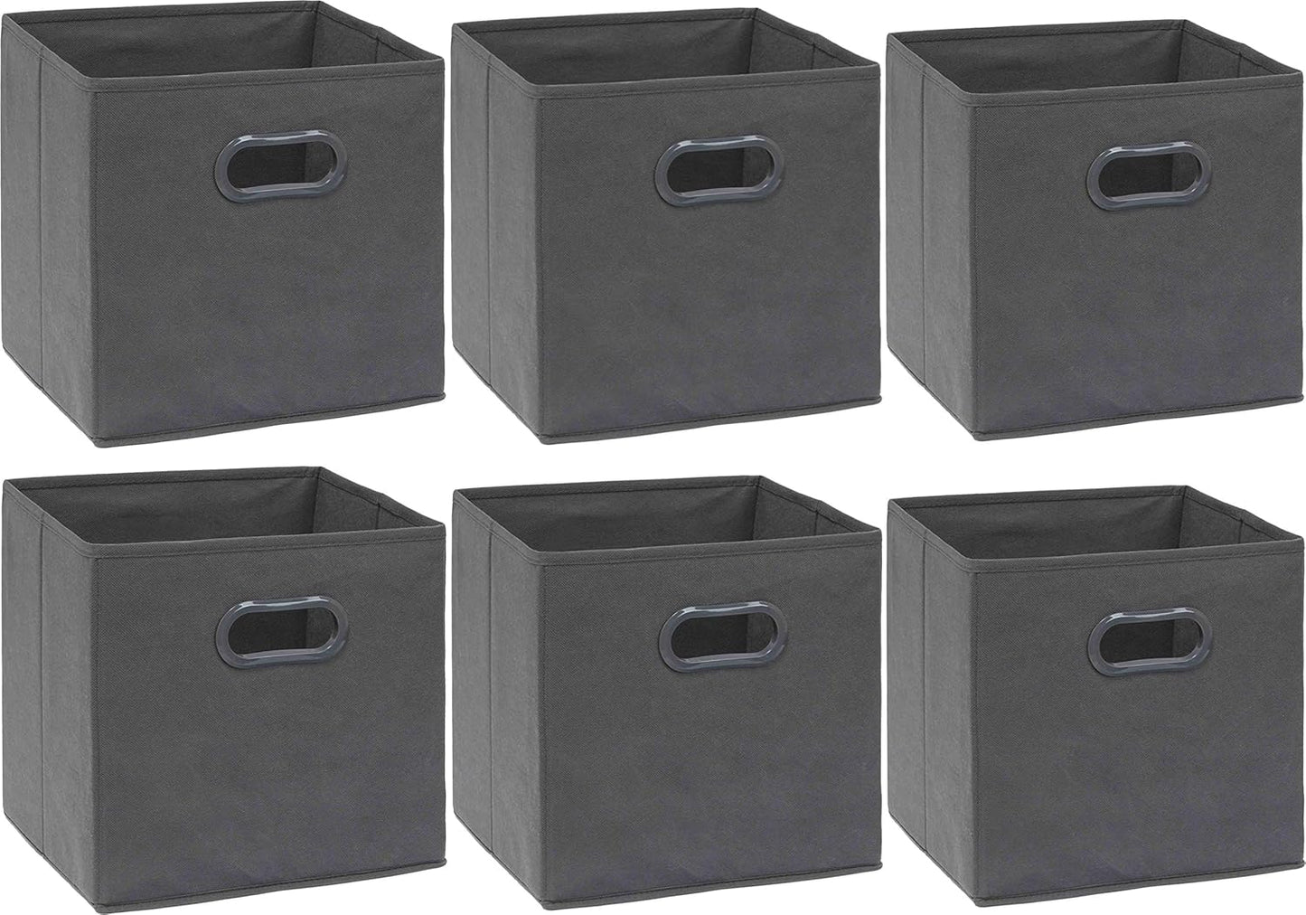 Simple Houseware Foldable Storage Bins - 11-Inch Dark Gray Fabric Organizer with Handles | 6-Pack for Closet & Shelves