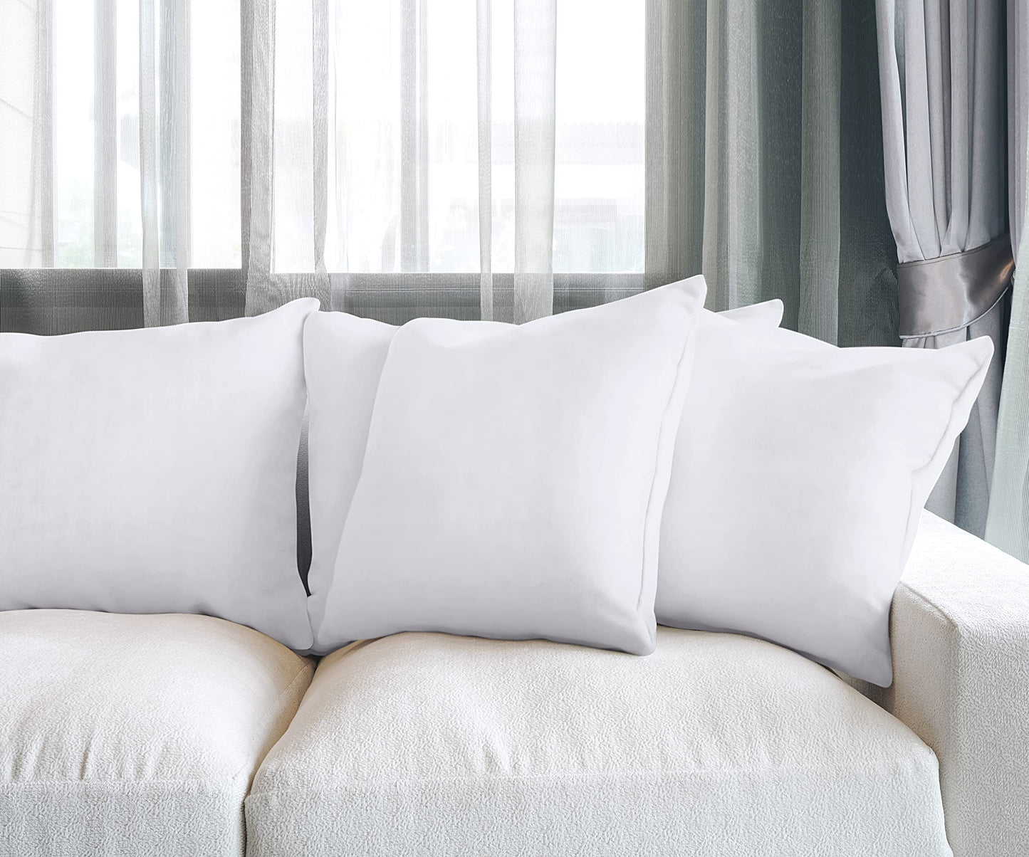 Utopia Bedding Throw Pillows (Set of 4, White) – 20 x 20 Inches Down Alternative Pillows for Bed, Sofa, and Couch - Fluffy Decorative Stuffer Pillow for Indoors & Outdoors