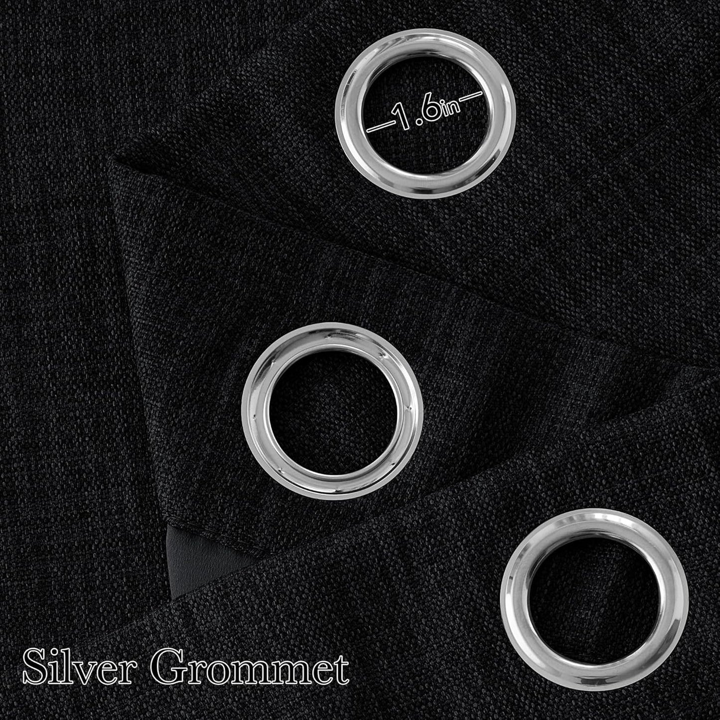 NICETOWN Black Faux Linen Blackout Curtains - 63-Inch Privacy Panels for Living Room & Bedroom | Easy Care Grommet Top, 2 Panels