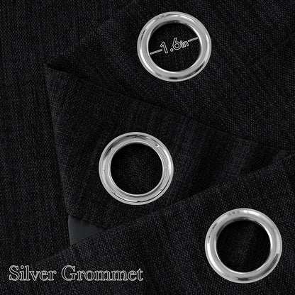 NICETOWN Black Faux Linen Blackout Curtains - 63-Inch Privacy Panels for Living Room & Bedroom | Easy Care Grommet Top, 2 Panels
