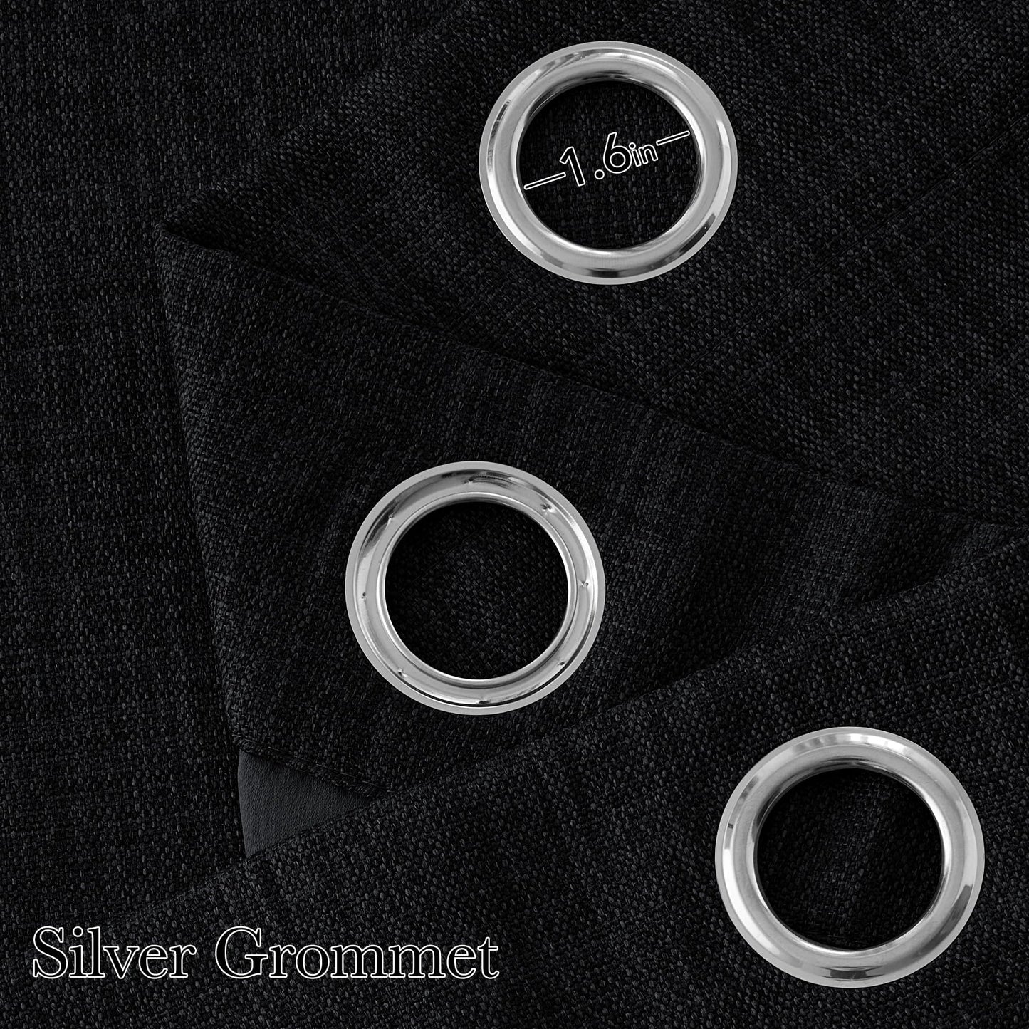 NICETOWN Short Faux Linen Black Blackout Curtains 63 inches Long for Kitchen - Privacy Panels for Living Room Bedroom, Modern Farmhouse Style Easy Care Grommet Top, 2 Panels, W42 by L63