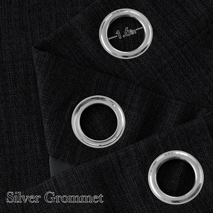 NICETOWN Short Faux Linen Black Blackout Curtains 63 inches Long for Kitchen - Privacy Panels for Living Room Bedroom, Modern Farmhouse Style Easy Care Grommet Top, 2 Panels, W42 by L63