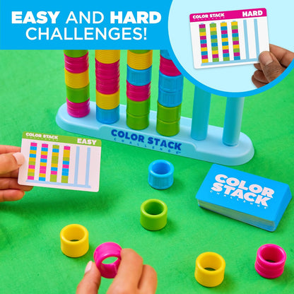 Relatable Color Stack Challenge - Fast-Paced Color Matching Puzzle Game for Parties | Includes 2 Stack Racks, 50 Cards, 80 Rings