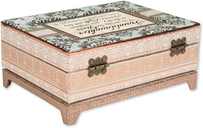 Cottage Garden Musical Jewelry Box - Granddaughter Belle Design with Damask Finish | Plays Amazing Grace