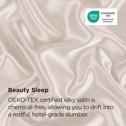 Bedsure Satin Pillowcase - Silky Soft Beige Zippered Pillow Covers for Hair & Skin | 20x30 Inches, 2 Pack