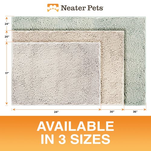 Neater Pets Muddy Paws Dog Door Mat 24” x 17” – Super Absorbent & Quick-Dry Chenille Doormat for Trapping Dirt, Water, Mud - Non-Slip & Machine Washable Pet Rugs for Entryway, Indoor Mud Mats, Gray