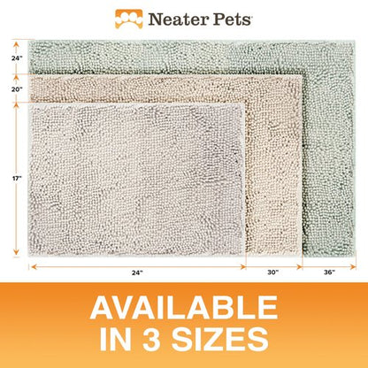 Neater Pets Muddy Paws Dog Door Mat 24” x 17” – Super Absorbent & Quick-Dry Chenille Doormat for Trapping Dirt, Water, Mud - Non-Slip & Machine Washable Pet Rugs for Entryway, Indoor Mud Mats, Gray