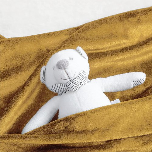 Bedsure GentleSoft Fleece Blanket - Cozy Small Throw for Kids, 43x55 Inches, Gold Color