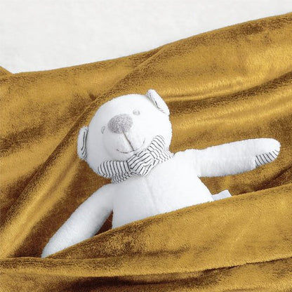 Bedsure GentleSoft Fleece Blanket - Cozy Small Throw for Kids, 43x55 Inches, Gold Color