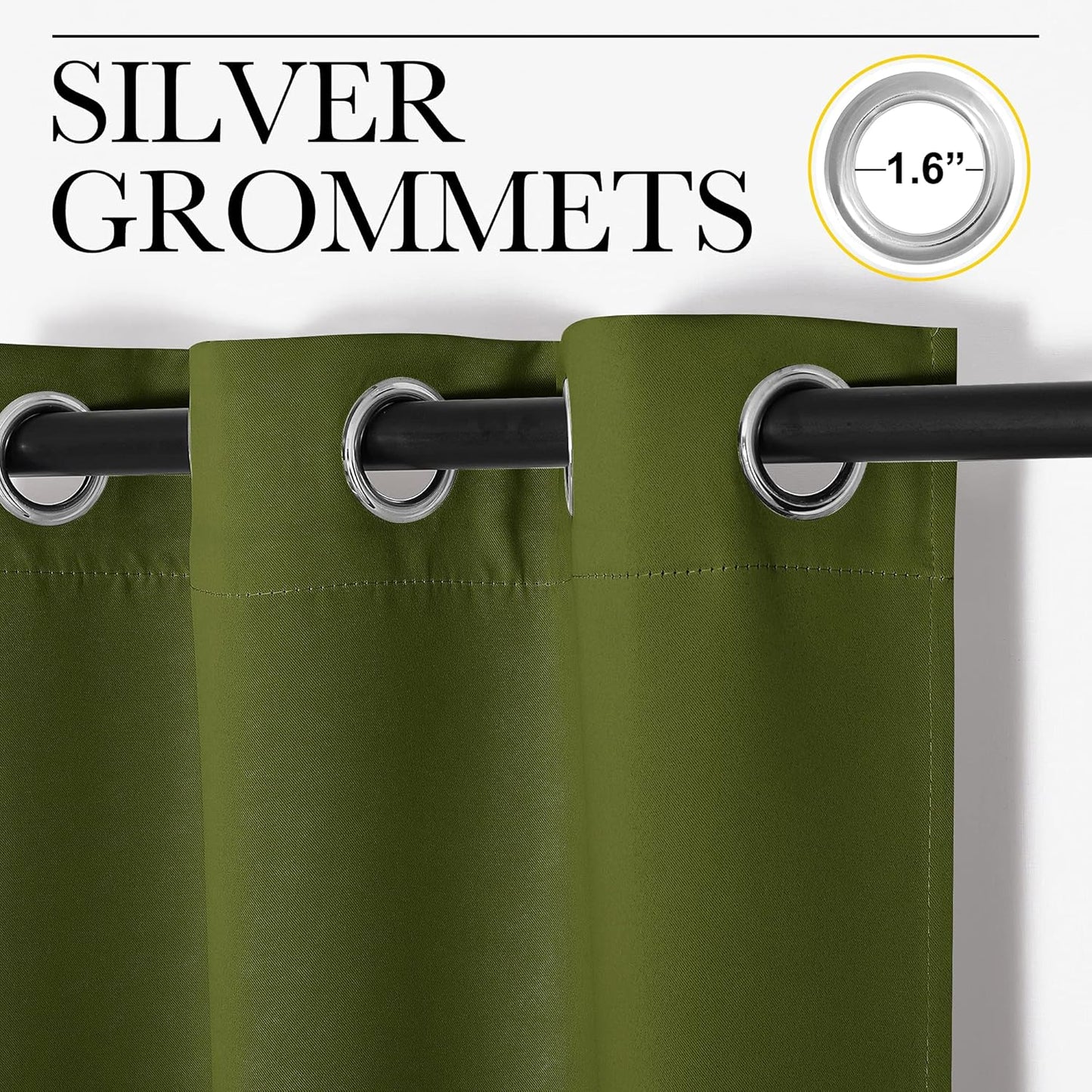 NICETOWN Blackout Curtains for Patio Glass Doors - Olive Green Privacy Drapes, 42" x 95" (1 Pair)