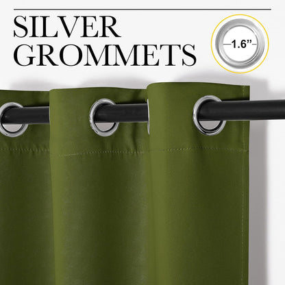 NICETOWN Blackout Curtains for Patio Glass Doors - Olive Green Privacy Drapes, 42" x 95" (1 Pair)