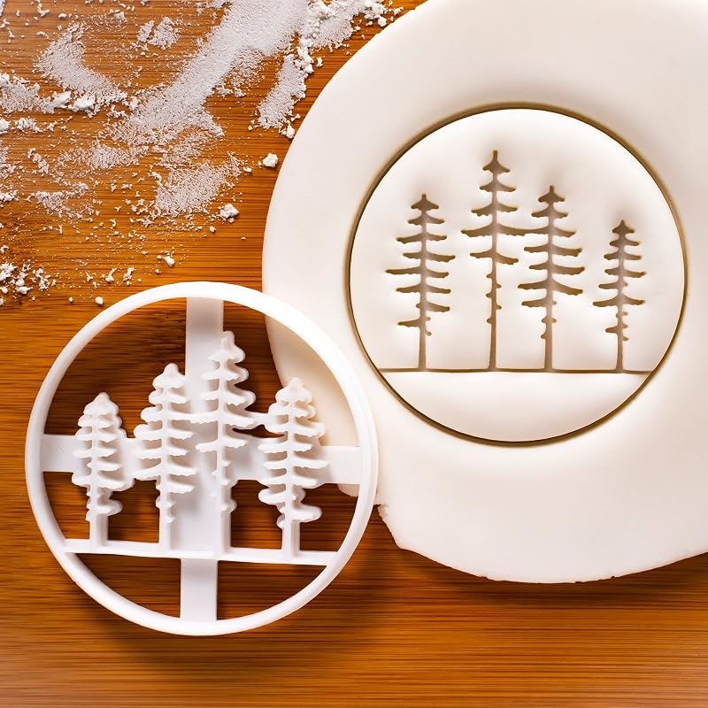 Pine Tree Forest Cookie Cutter 3in Square for Dough, Fondant & Clay