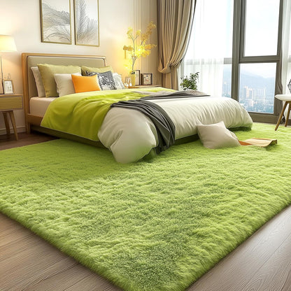 OLANLY Large Area Rug - Soft Fluffy Shaggy Carpet for Living Room & Bedroom | 8x10, Grass Green