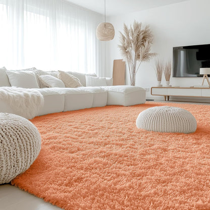 OLANLY Large Area Rug - Soft Fluffy Shaggy Carpet for Living Room & Bedroom | 9x12, Muted Orange