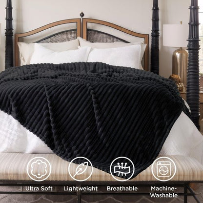 Bedsure GentleSoft King Size Blanket for Bed - Cozy Soft Blankets for Women, Cute Large Fleece Throws for Girls, Black, 108x90 Inches