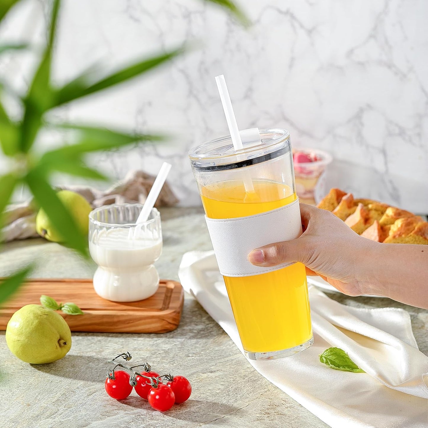 Stanley Cup Replacement Straws - 6 PCS Reusable 12-Inch Straws with Cleaning Brush | Dishwasher Safe