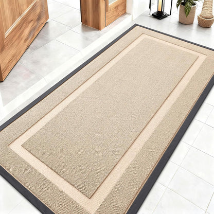 OLANLY Indoor Outdoor Front Door Mat - Waterproof All-Season Doormat, Sturdy Rubber, 47x23, Off-White