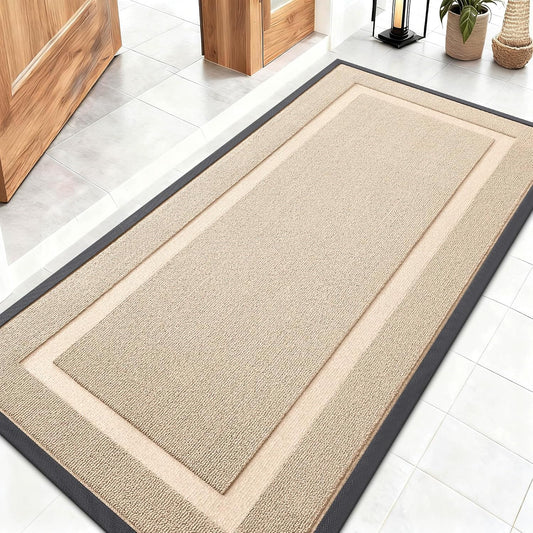 OLANLY Indoor Outdoor Front Door Mat - Waterproof All-Season Doormat, Sturdy Rubber, 47x23, Off-White