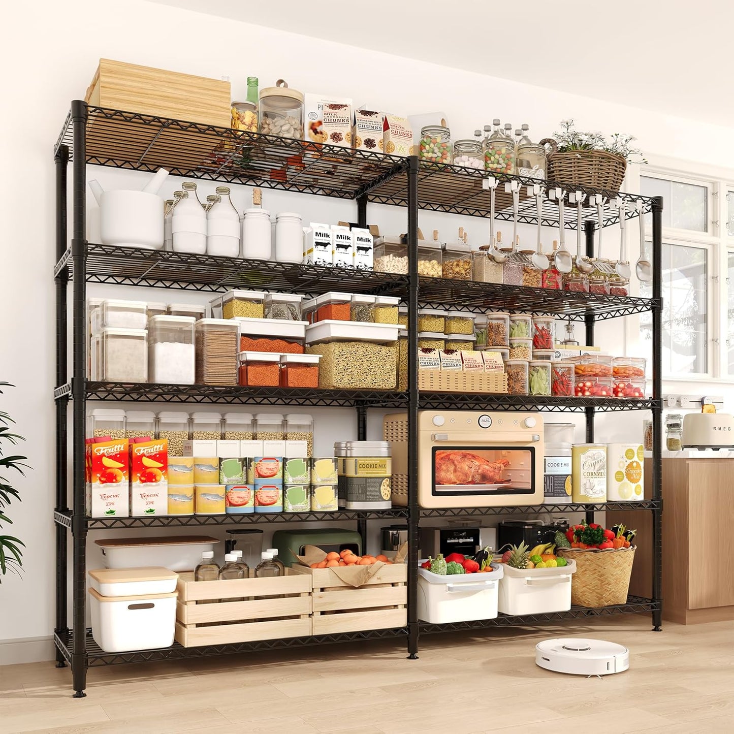 Regine Switzerland 5-Tier Metal Storage Shelving Unit - Heavy Duty L-Shaped Kitchen Shelves | 70.5" H x 59" W