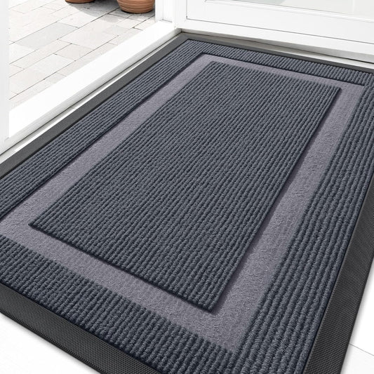 OLANLY Waterproof Front Door Mat - All-Season, Fade Resistant, Easy Clean | 29.5x17, Light Grey