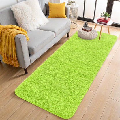 OLANLY 2x6 Machine Washable Runner Rugs for Hallway, Soft Fluffy Shaggy Bedside Rugs for Bedroom, Living Room, Indoor Floor Carpet for Kids Girls and Boys, Home Decor Aesthetic, Lime Green