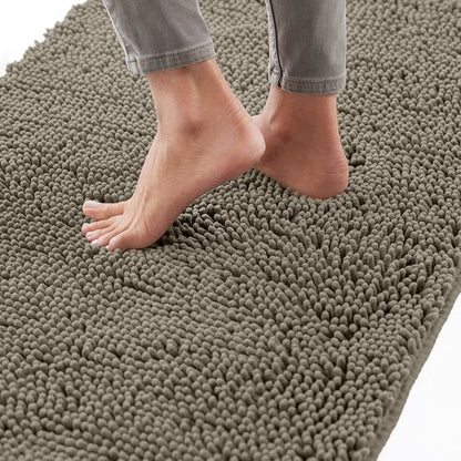GORILLA GRIP Bath Rug Mat 48x24, Thick Soft Absorbent Chenille, Quick Dry Microfiber Mats, Rubber Backing Washable Shower Floor Rugs, Bathmat Runner, US Designed Bathroom Home Decor Accessories Latte