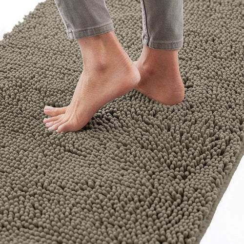 GORILLA GRIP Bath Rug Mat 48x24, Thick Soft Absorbent Chenille, Quick Dry Microfiber Mats, Rubber Backing Washable Shower Floor Rugs, Bathmat Runner, US Designed Bathroom Home Decor Accessories Latte