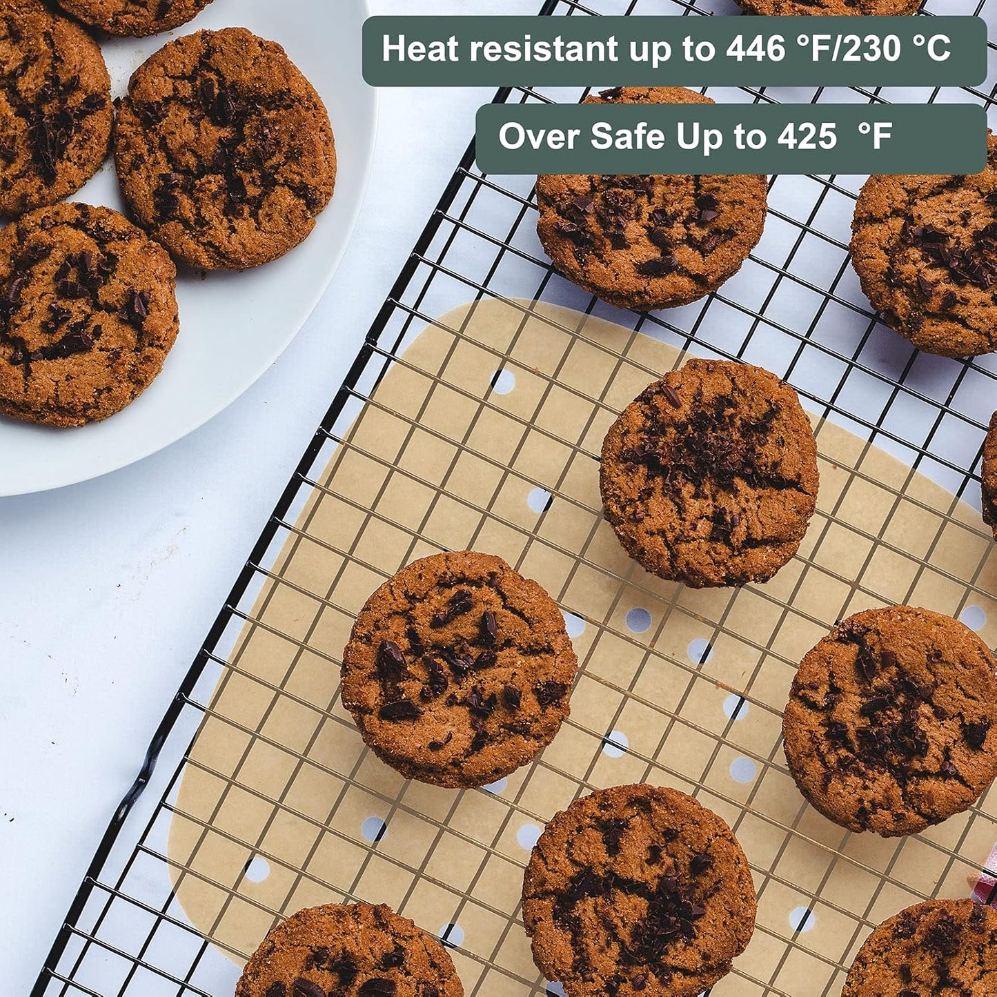 Skiennix Air Fryer Parchment Paper Liners - 200pcs Perforated, 8.5 Inch, Easy Cleanup, No Burn