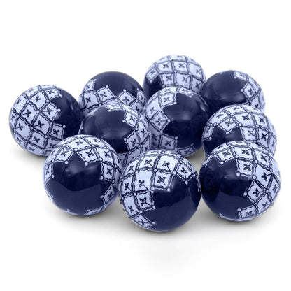 Red Lantern 3" Porcelain Ball Set - Set of 10 Decorative Balls, Blue & White