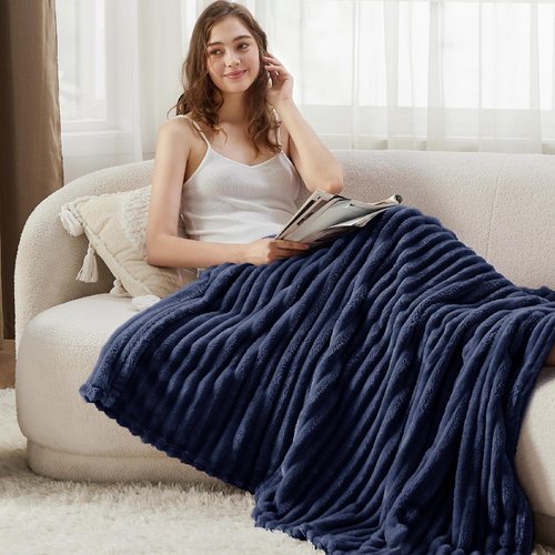Bedsure GentleSoft Twin Blanket - Cozy Navy Blue Throw for Women | Soft, Large 66x90 Inches