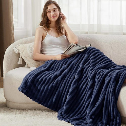 Bedsure GentleSoft Navy Blue Fleece Blanket - Cozy Soft Throw for Couch, 50x70 Inches