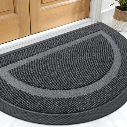 OLANLY Half Circle Door Mat - Waterproof All-Season Doormat for Indoor/Outdoor Use | 29.5x17, Grey