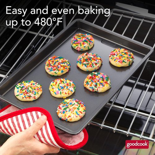 GoodCook PRO Medium Baking Sheet Pan - Nonstick, Warp & Scratch-Resistant Carbon Steel | 10 x 15-Inch, Gray