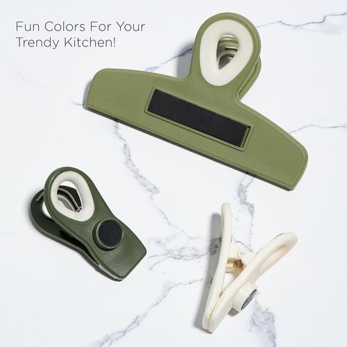 COOK WITH COLOR Bag Clips - Heavy-Duty Chip Clips with Air-Tight Seal | Sage, Pack of 8