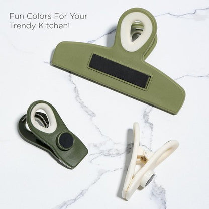 COOK WITH COLOR Bag Clips - Heavy-Duty Chip Clips with Air-Tight Seal | Sage, Pack of 8