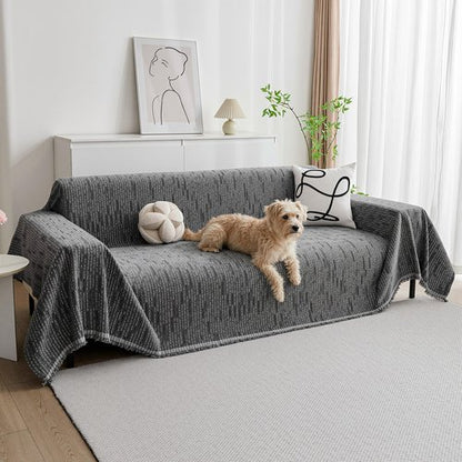 MYSKY HOME Couch Covers for Sofa, Dog Couch Cover Protector, Dark Grey Lines Sofa Covers for Sectional L Shape, Pets Couch Throw Cover Washable Durable Large Couch Cover for Dogs, Cats, 71" X118"
