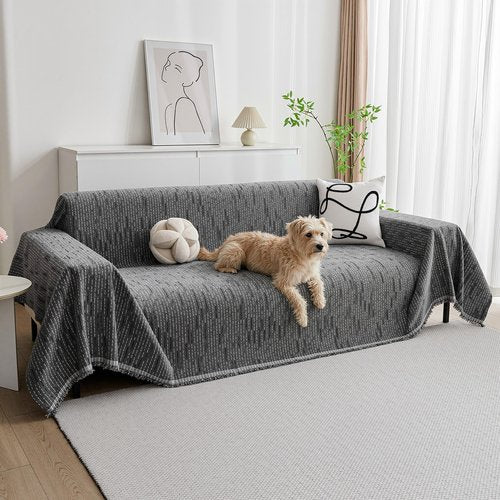 MYSKY HOME Couch Covers for Sofa, Dog Couch Cover Protector, Dark Grey Lines Sofa Covers for Sectional L Shape, Pets Couch Throw Cover Washable Durable Large Couch Cover for Dogs, Cats, 71" X118"