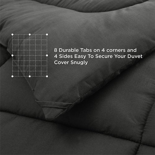 Bedsure Comforter Duvet Insert - Quilted Comforters Twin Size, All Season Duvet, GentleSoft Down Alternative Bedding, with 8 Tabs, Gifts for Women/Men, Black, Twin 88 x 68 Inches