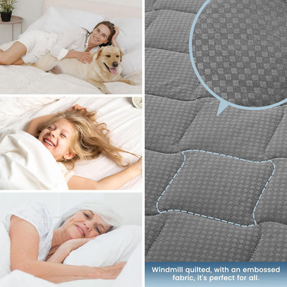 Sleep Zone Waterproof Mattress Protector Pad - Breathable Twin Mattress Topper with Deep Pockets | Hotel Quality, Grey