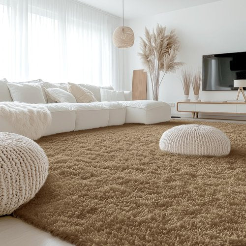 OLANLY 9x12 Machine Washable Large Area Rugs for Living Room, Bedroom, Soft Fluffy Shaggy Bedside Rug, Indoor Floor Carpet for Kids Girls and Boys, Dorms, Nursery, Home Decor Aesthetic, Taupe
