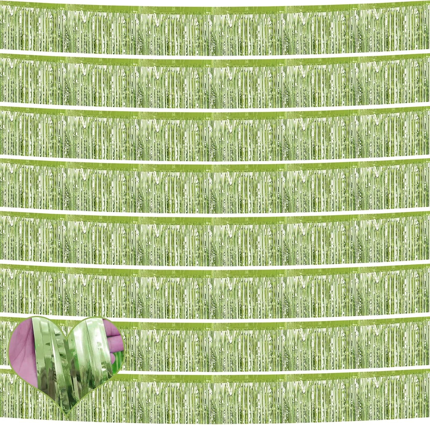 Skiennix Foil Fringe Garland - 10 Feet Metallic Tinsel Banner for Parties & Events | Light Green