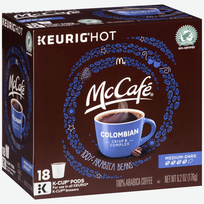 McCafé Colombian Medium Dark Roast K-Cup Coffee Pods (72 Pods, 4 Packs of 18)